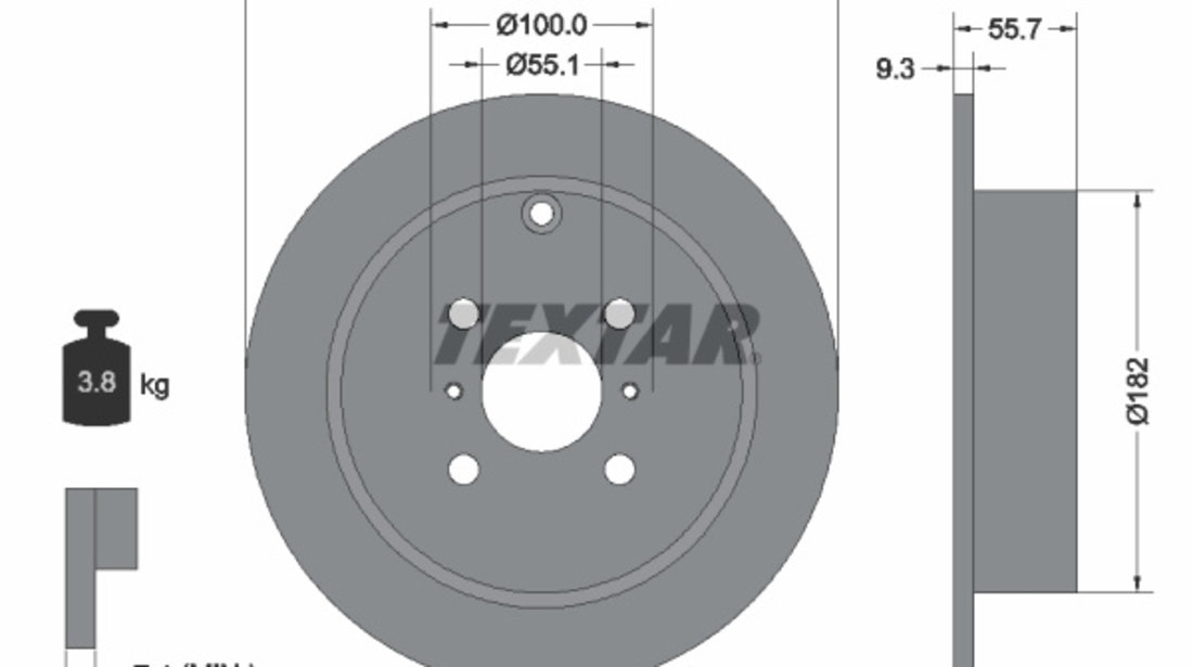 Disc frana puntea spate (92126203 TEXTAR) BYD,ENGLON,FENGXING,GEELY,GLEAGLE,KANDI,LIFAN,TOYOTA,TOYOTA (FAW),YEMA