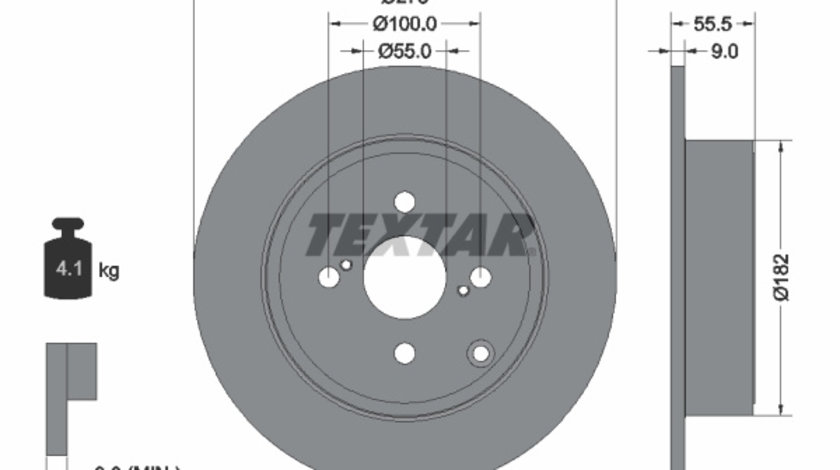 Disc frana puntea spate (92126303 TEXTAR) TOYOTA