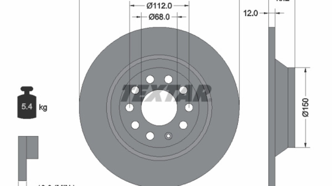 Disc frana puntea spate (92132503 TEXTAR) AUDI,AUDI (FAW),BYD