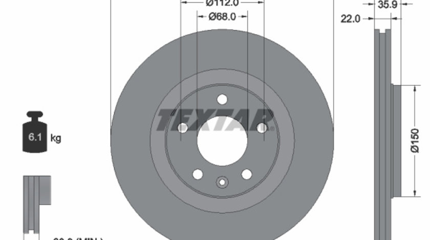 Disc frana puntea spate (92137103 TEXTAR) AUDI