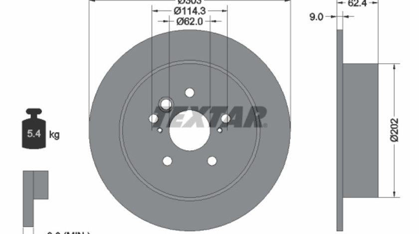 Disc frana puntea spate (92144103 TEXTAR) CHERY,DR,LIFAN,TOYOTA