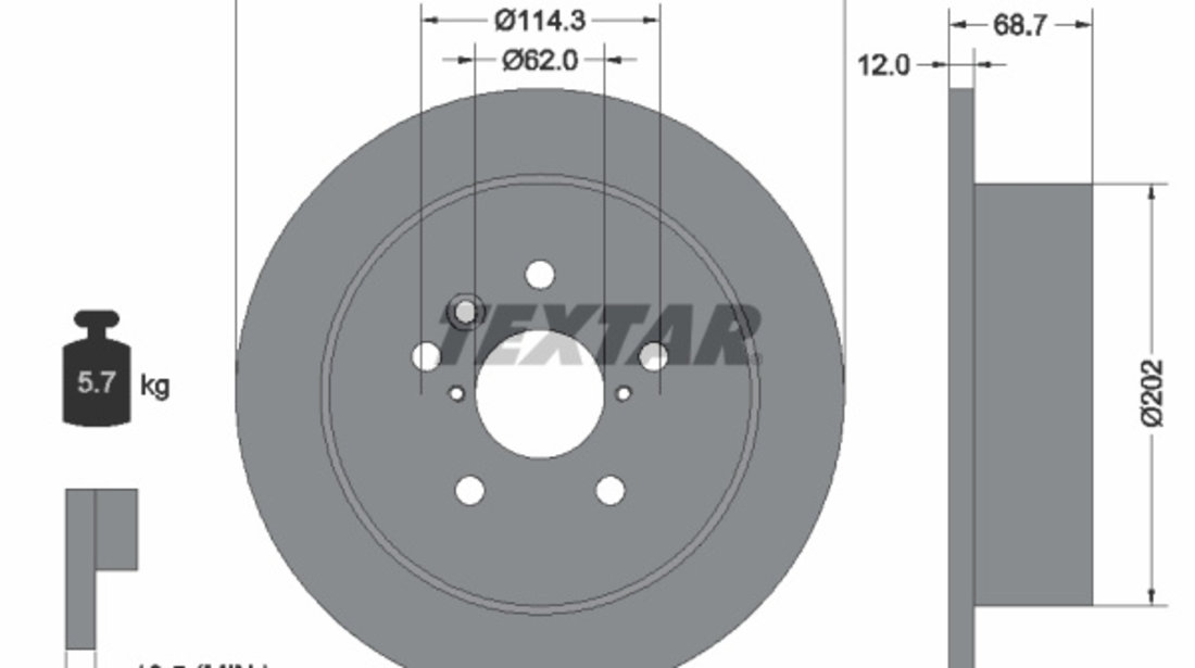 Disc frana puntea spate (92144203 TEXTAR) TOYOTA