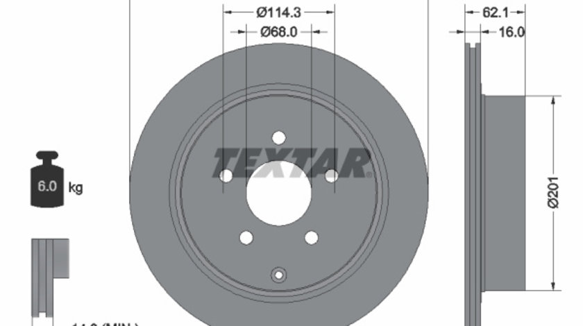 Disc frana puntea spate (92149303 TEXTAR) INFINITI,INFINITI (DFAC),NISSAN,NISSAN (DFAC)