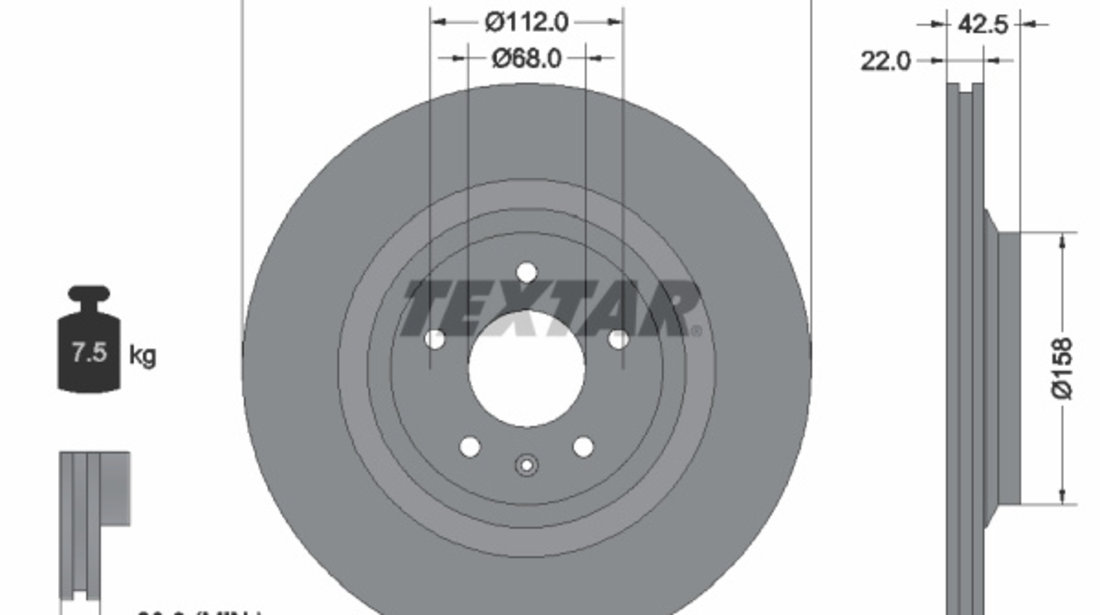 Disc frana puntea spate (92160403 TEXTAR) AUDI