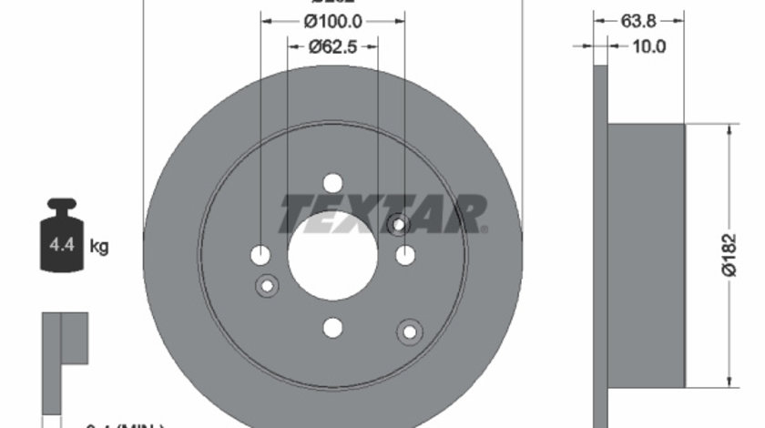 Disc frana puntea spate (92161300 TEXTAR) DODGE,HYUNDAI,HYUNDAI (BEIJING),KIA,KIA (DYK)