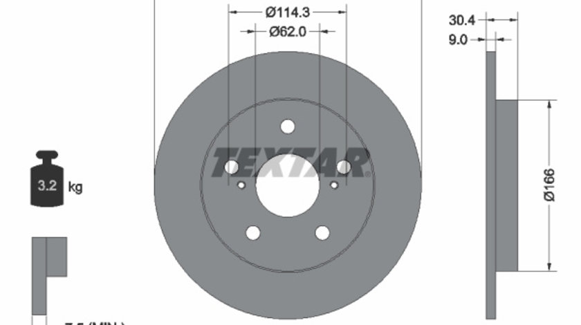 Disc frana puntea spate (92164100 TEXTAR) BYD,TOYOTA,TOYOTA (FAW),TOYOTA (GAC),ZOTYE