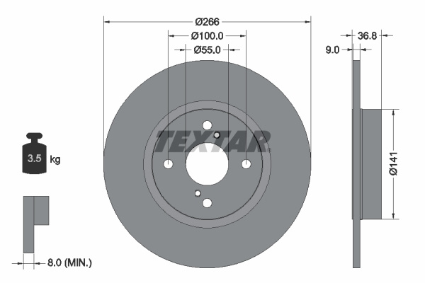 Disc frana puntea spate (92169203 TEXTAR) HOLDEN,TOYOTA