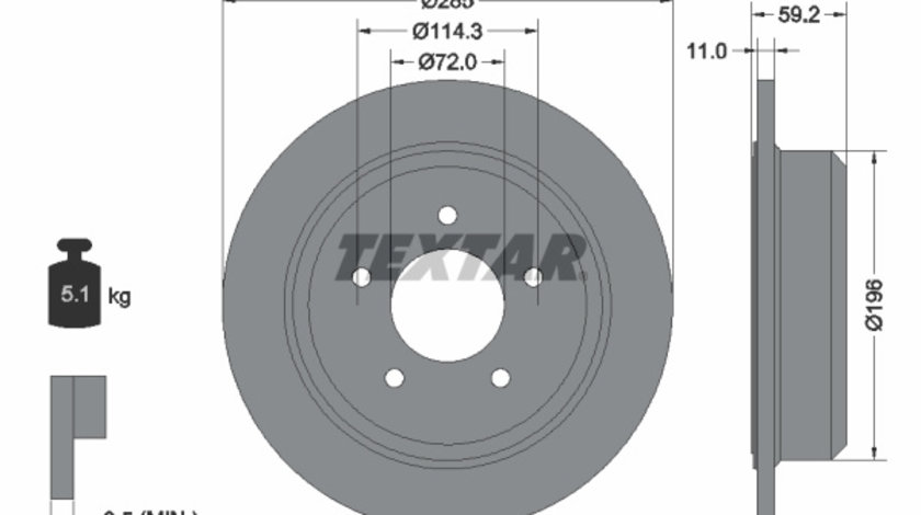 Disc frana puntea spate (92169403 TEXTAR) JEEP