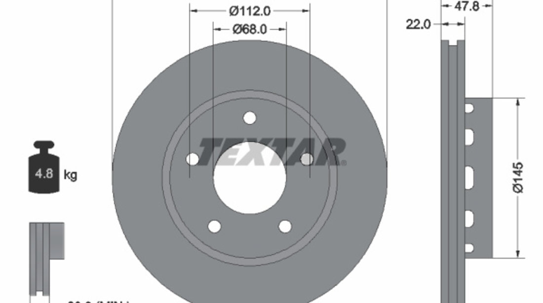 Disc frana puntea spate (92174205 TEXTAR) AUDI,VW