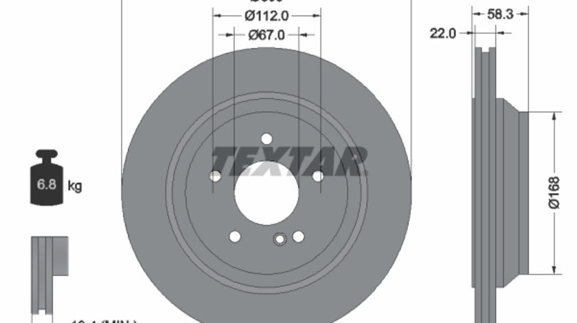 Disc frana puntea spate (92176303 TEXTAR) BRABUS,MERCEDES-BENZ