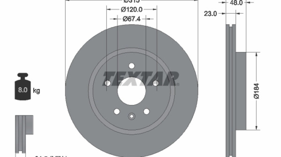 Disc frana puntea spate (92187303 TEXTAR) BUICK,BUICK (SGM),CADILLAC,CADILLAC (SGM),CHEVROLET,CHEVROLET (SGM),HOLDEN,OPEL,ROEWE (SAIC),SAAB,VAUXHALL