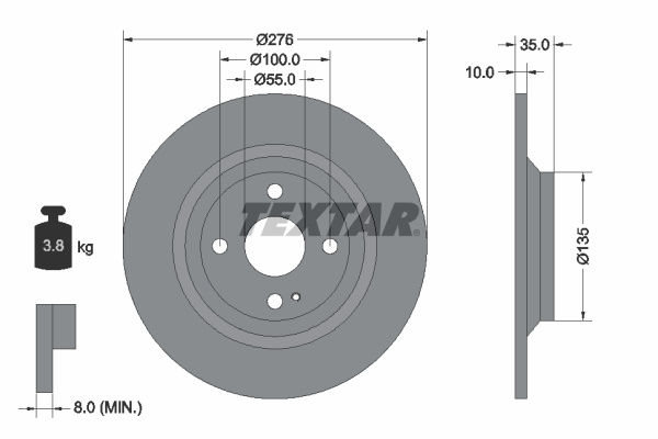 Disc frana puntea spate (92188303 TEXTAR) EUNOS,MAZDA