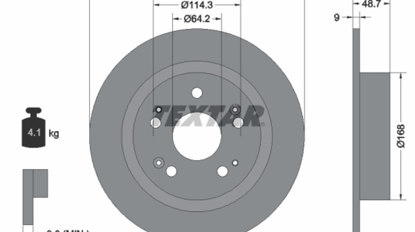 Disc frana puntea spate (92204300 TEXTAR) ACURA,HONDA,HONDA (DONGFENG),HONDA (GAC),PROTON