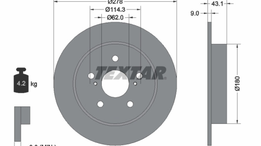 Disc frana puntea spate (92222300 TEXTAR) FIAT,SUZUKI