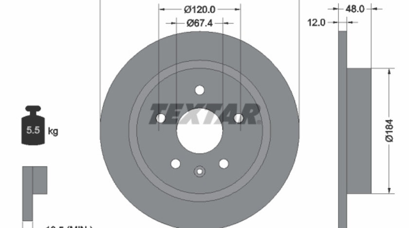 Disc frana puntea spate (92222903 TEXTAR) BUICK,BUICK (SGM),CHEVROLET,CHEVROLET (SGM),HOLDEN,OPEL,SAAB,VAUXHALL