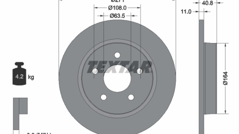 Disc frana puntea spate (92239003 TEXTAR) FORD,FORD (CHANGAN),FORD ASIA / OCEANIA,FORD AUSTRALIA,FORD USA