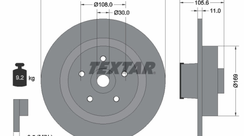 Disc frana puntea spate (92252903 TEXTAR) RENAULT