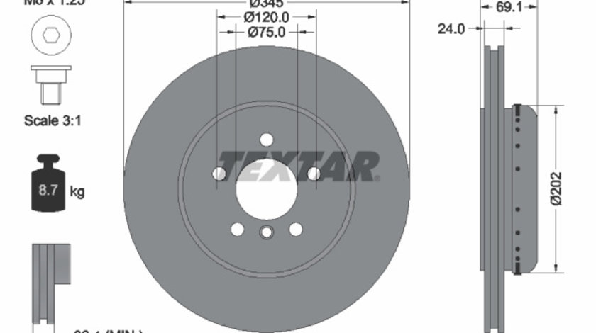 Disc frana puntea spate (92253925 TEXTAR) BMW