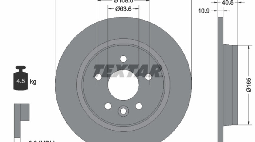 Disc frana puntea spate (92255603 TEXTAR) FORD,FORD AUSTRALIA,VOLVO,VOLVO (CHANGAN)