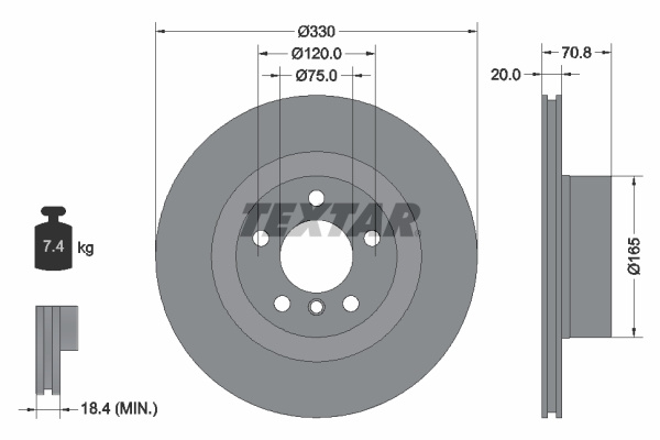 Disc frana puntea spate (92256303 TEXTAR) BMW