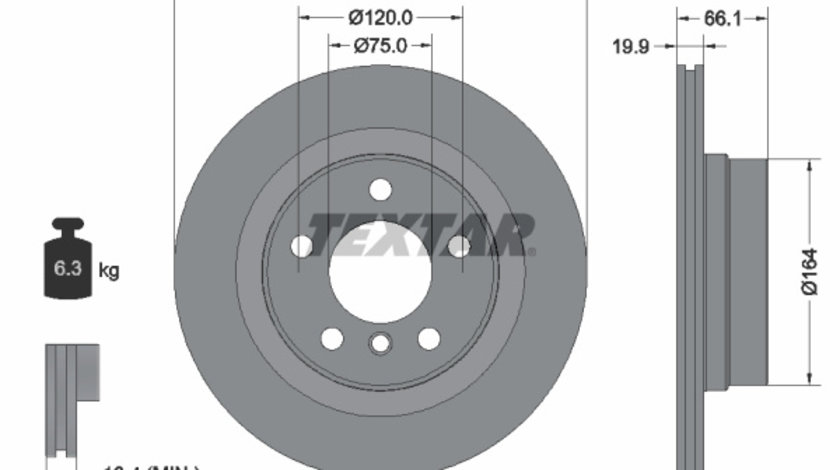 Disc frana puntea spate (92257203 TEXTAR) BMW,BMW (BRILLIANCE)