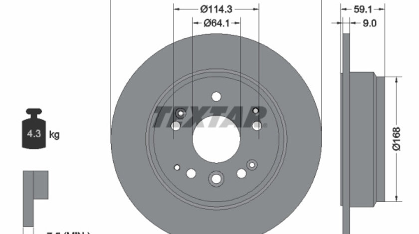 Disc frana puntea spate (92261703 TEXTAR) ACURA,HONDA