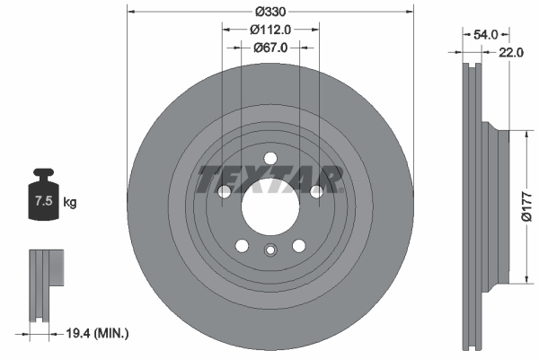 Disc frana puntea spate (92273505 TEXTAR) BRABUS,MERCEDES-BENZ