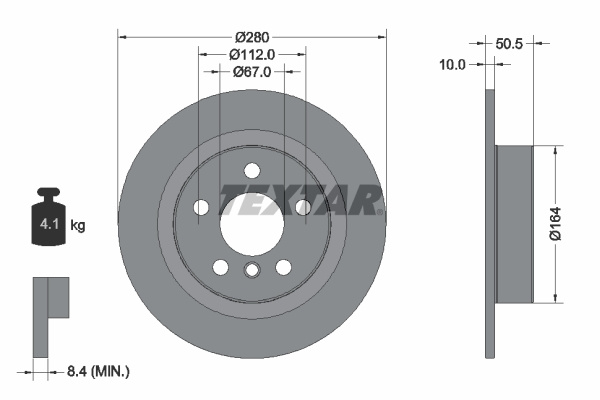 Disc frana puntea spate (92274603 TEXTAR) BMW,BMW (BRILLIANCE),MINI