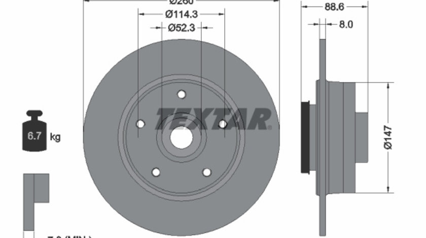 Disc frana puntea spate (92291003 TEXTAR) RENAULT