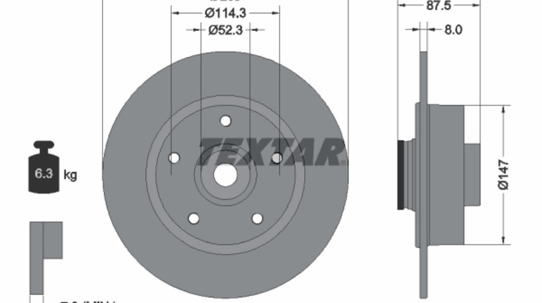 Disc frana puntea spate (92295203 TEXTAR) RENAULT