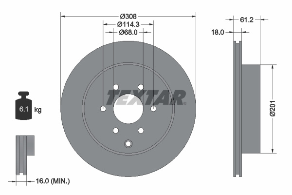 Disc frana puntea spate (92296403 TEXTAR) MERCEDES-BENZ