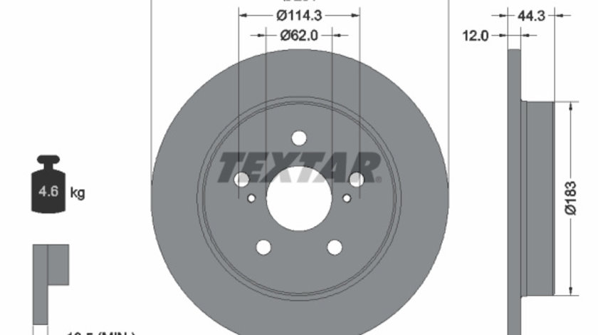 Disc frana puntea spate (92301403 TEXTAR) DAIHATSU,LEXUS,TOYOTA,TOYOTA (FAW),TOYOTA (GAC)