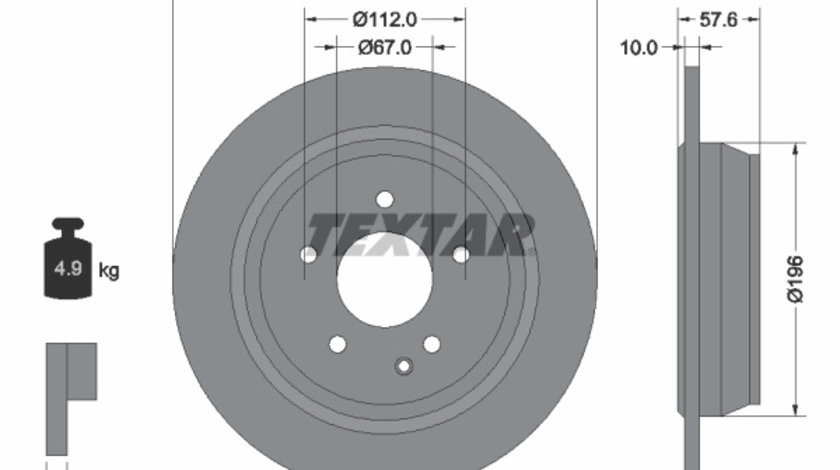 Disc frana puntea spate (93123503 TEXTAR) MERCEDES-BENZ,MERCEDES-BENZ (FJDA)