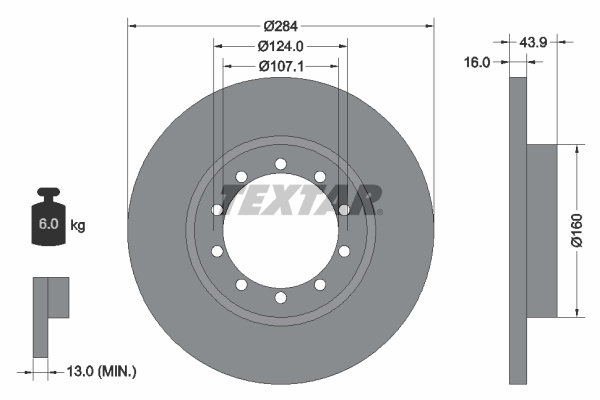 Disc frana puntea spate (93242500 TEXTAR) FORD,FORD (JMC),FORD AUSTRALIA