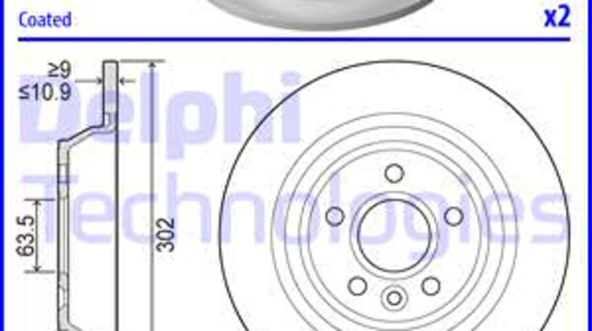 Disc frana puntea spate (BG4063C DELPHI) FORD,LAND ROVER