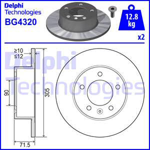 Disc frana puntea spate (BG4320 DELPHI) NISSAN,OPEL,RENAULT,VAUXHALL