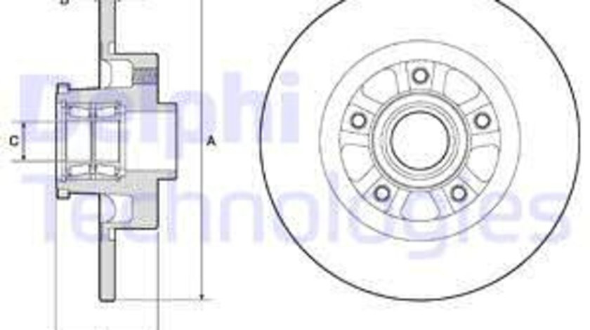 Disc frana puntea spate (BG9190RSC DELPHI) FIAT,NISSAN,OPEL,RENAULT,VAUXHALL