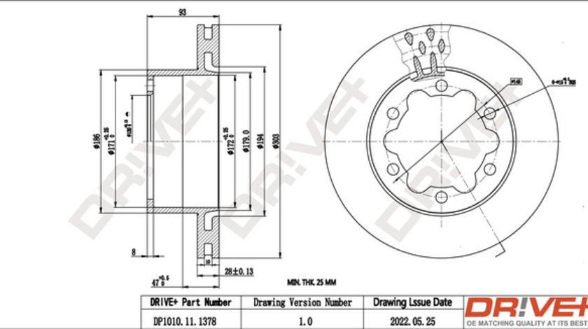 Disc frana puntea spate (DP1010111378 DRIVE) MERCEDES-BENZ,VW