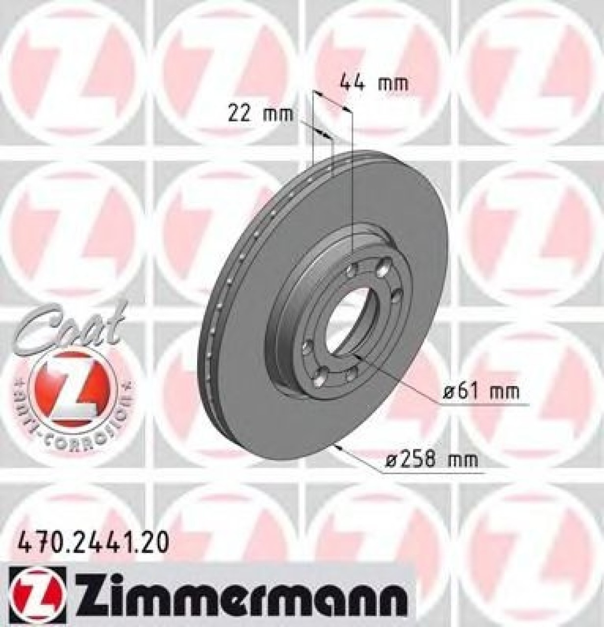 Disc frana RENAULT KANGOO BE BOP (KW0/1) (2009 - 2016) ZIMMERMANN 470.2441.20 piesa NOUA