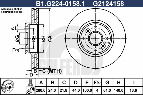 Disc frana RENAULT KANGOO Express (FC0/1) (1997 - 2007) GALFER B1.G224-0158.1 piesa NOUA