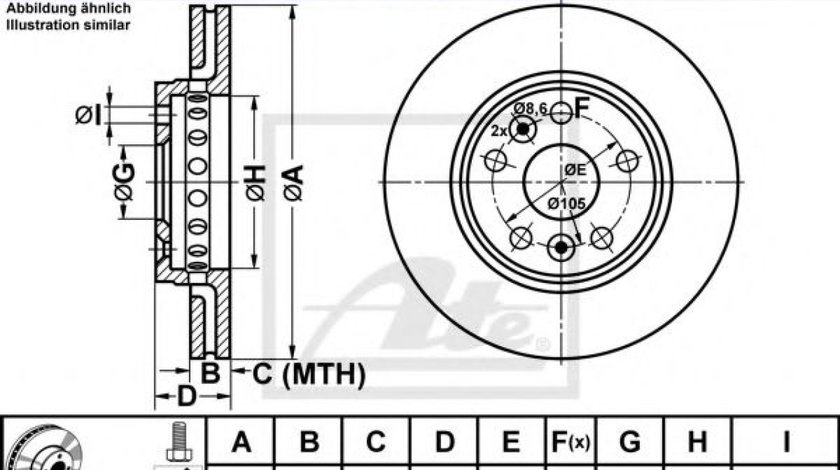 Disc frana RENAULT KANGOO Express (FW0/1) (2008 - 2016) ATE 24.0124-0222.1 piesa NOUA