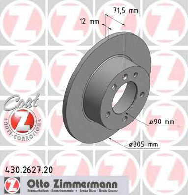 Disc frana RENAULT MASTER III caroserie (FV) (2010 - 2016) ZIMMERMANN 430.2627.20 piesa NOUA