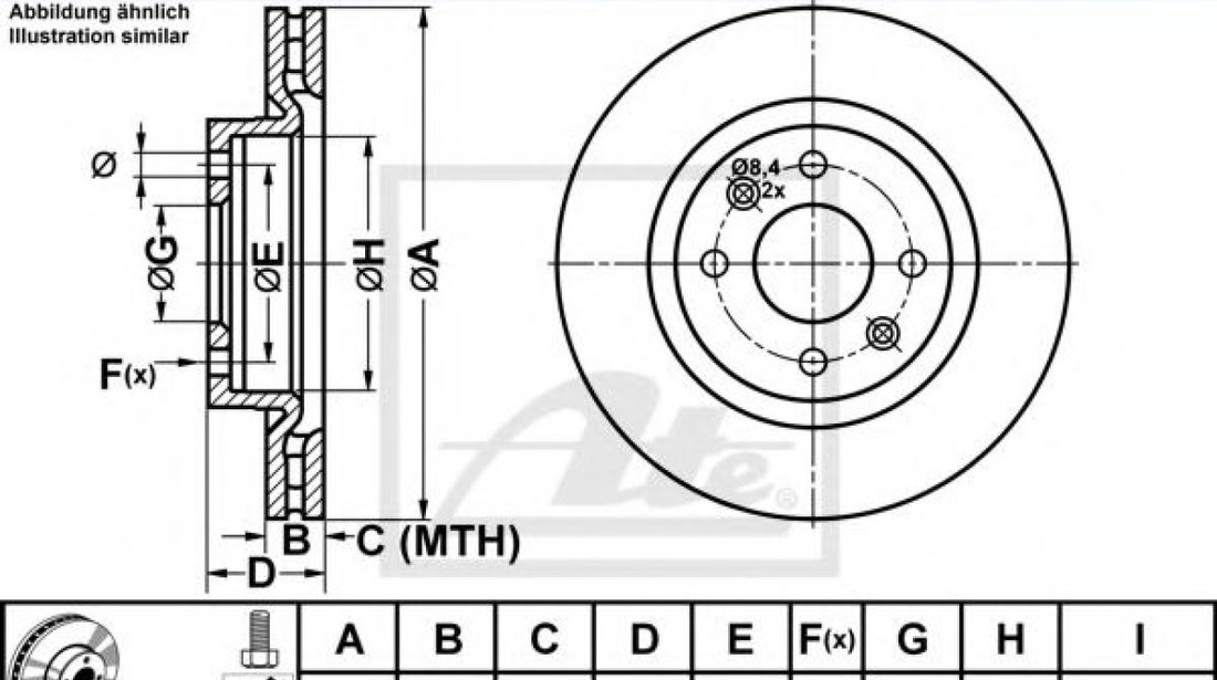 Disc frana RENAULT MEGANE I (BA0/1) (1995 - 2004) ATE 24.0121-0106.1 piesa NOUA