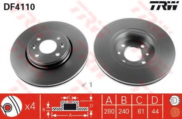 Disc frana RENAULT MEGANE I Break (KA0/1) (1999 - 2003) TRW DF4110 piesa NOUA