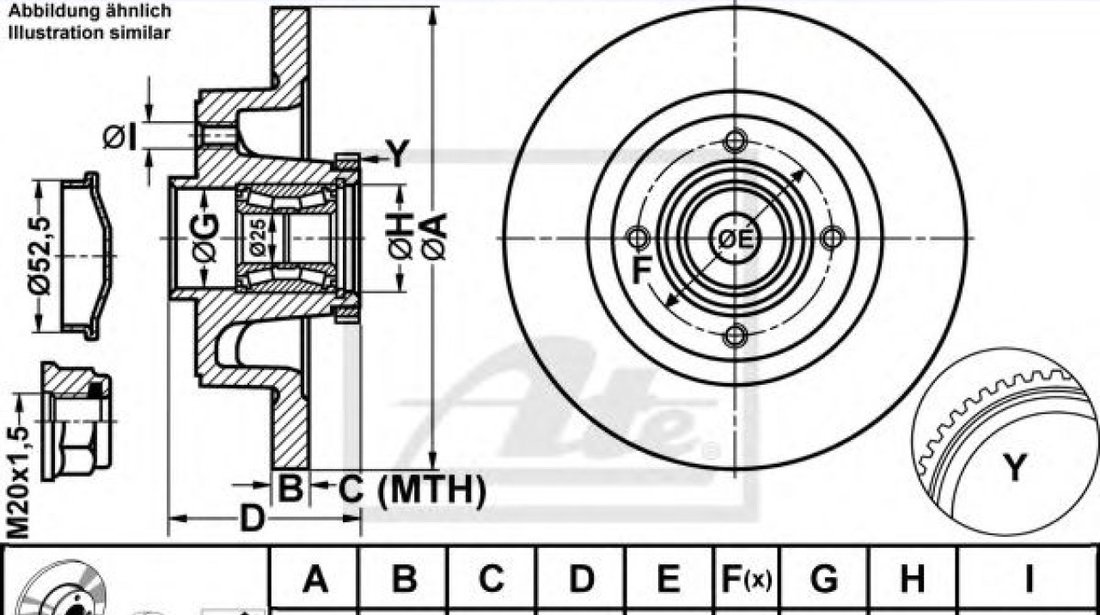 Disc frana RENAULT MEGANE I Scenic (JA0/1) (1996 - 2001) ATE 24.0111-0166.2 piesa NOUA