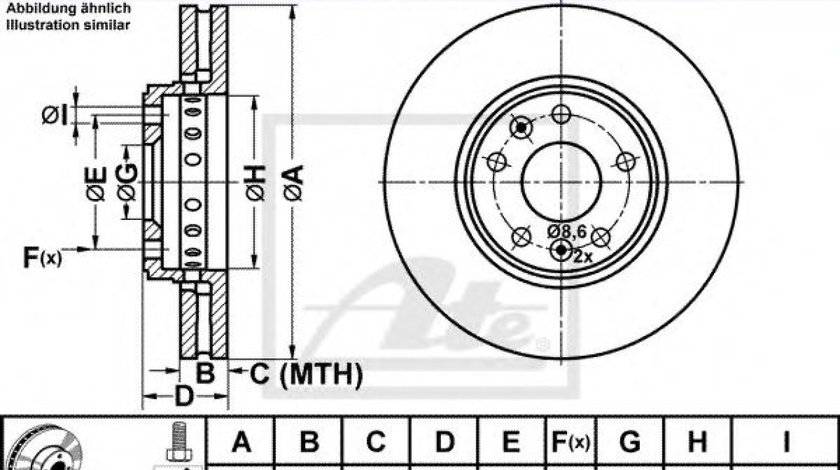 Disc frana RENAULT MEGANE III Hatchback (BZ0) (2008 - 2016) ATE 24.0126-0158.1 piesa NOUA