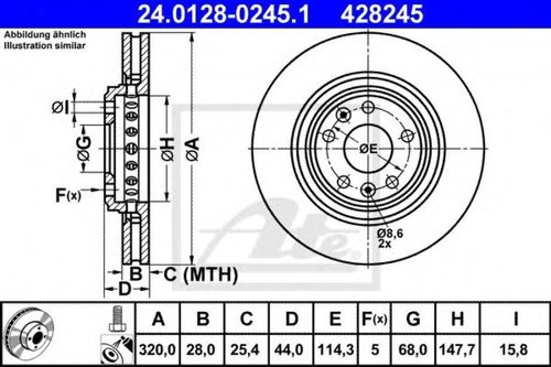 Disc frana RENAULT MEGANE IV (2015 - 2016) ATE 24.0128-0245.1 piesa NOUA