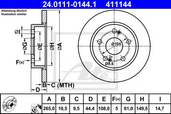 Disc frana RENAULT SCENIC I (JA0/1) (1999 - 2003) ATE 24.0111-0144.1 piesa NOUA