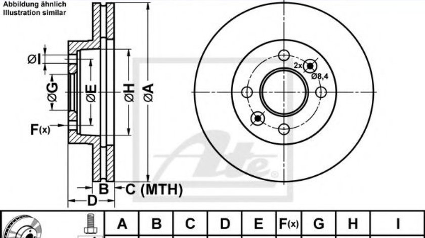 Disc frana RENAULT SYMBOL II (LU1/2) (2008 - 2013) ATE 24.0120-0125.1 piesa NOUA