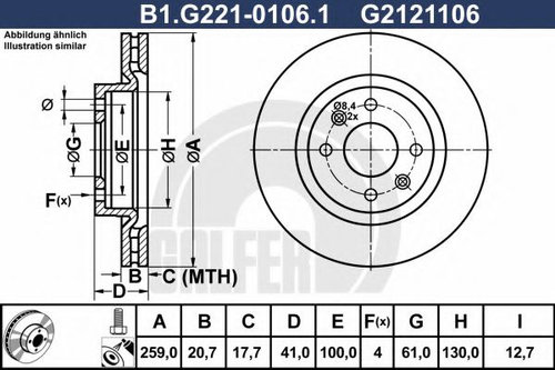 Disc frana RENAULT SYMBOL II (LU1/2) (2008 - 2013) GALFER B1.G221-0106.1 piesa NOUA